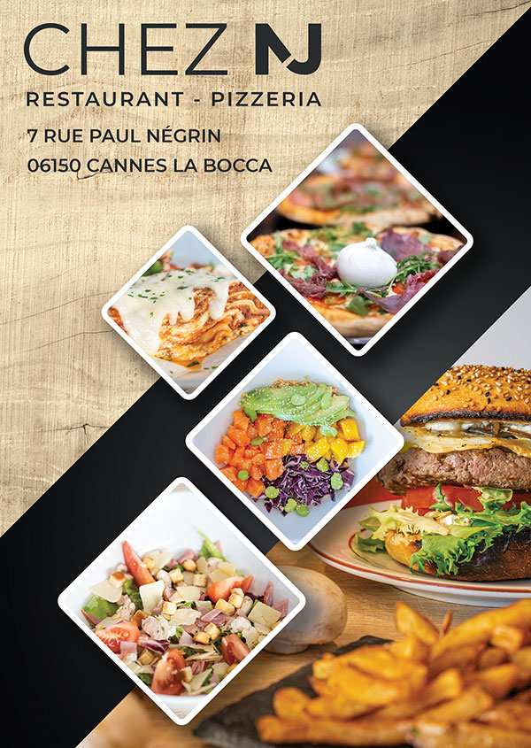 Flyer A5 pour le restaurant Chez NJ (recto)